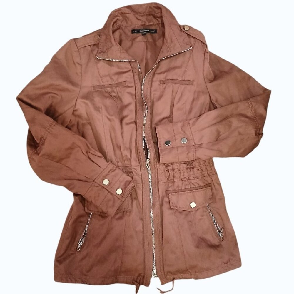 WHITE HOUSE BLACK MARKET Burgundy Utility Jacket Size 4 EUC - Picture 14 of 16